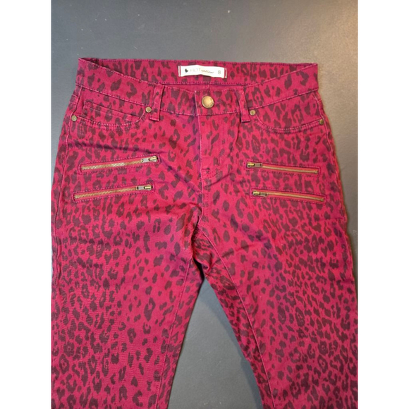 Women's HOT options Red Black Leopard Print Skinny Jeans Size 8 - Picture 3 of 8